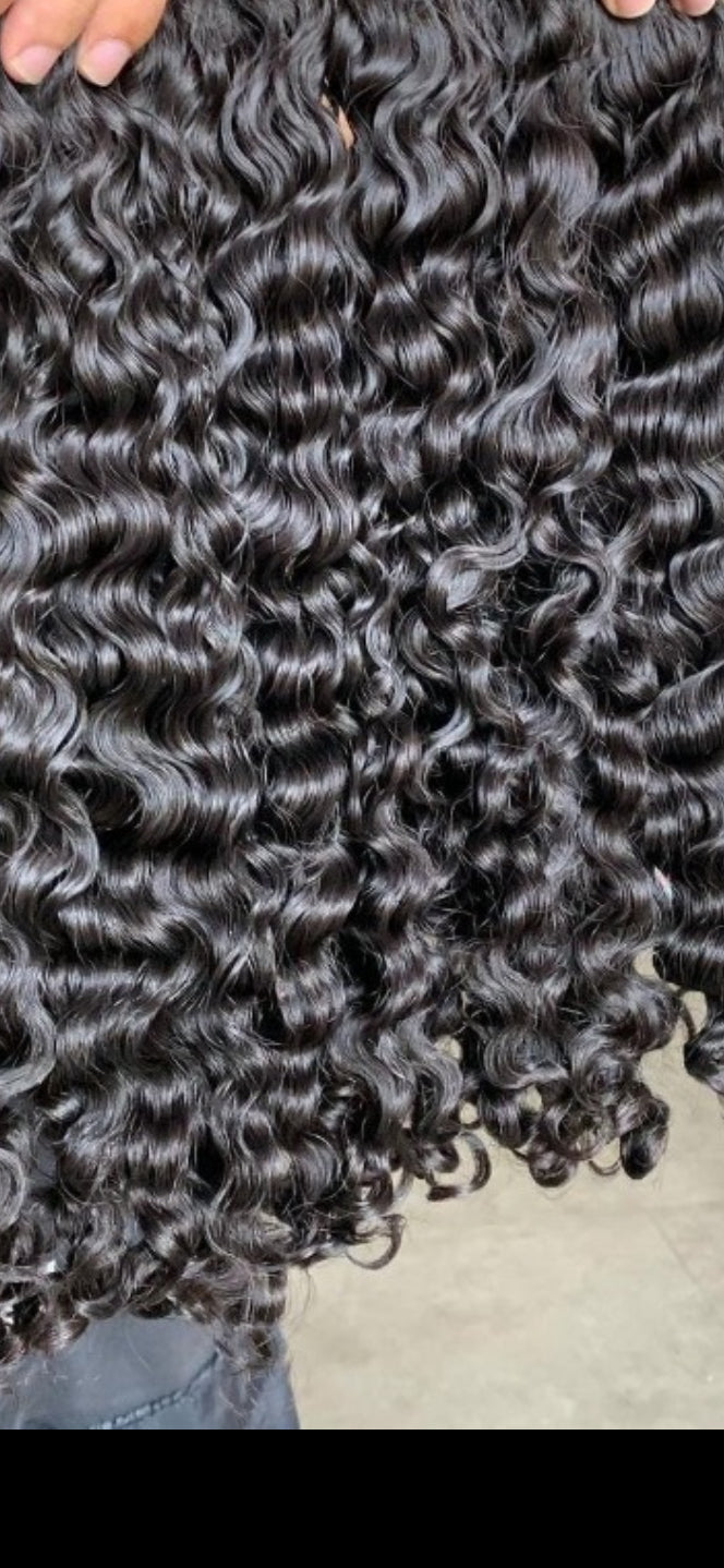 14” Burmese curly &Deep wave full lace wig